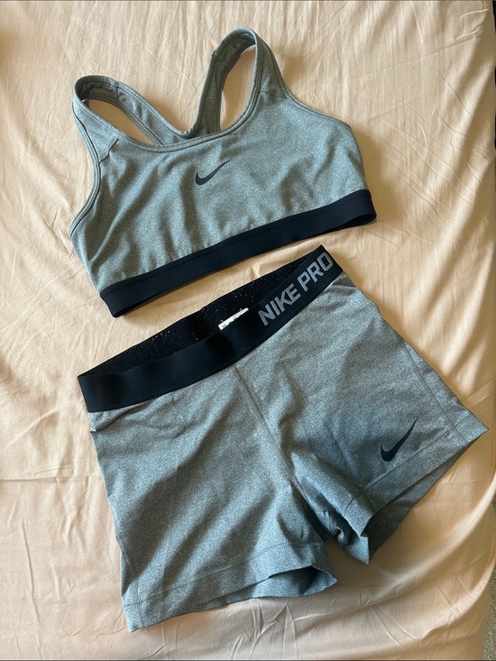 Nike Pants - Nike Gray & Black Performance Sports Bra and Shorts Set